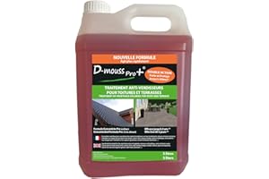 D-MOUSS PRO ! D-MOUSS PRO Anti Mousse Concentré Bidon 5L jusqu'à 500 m², Anti-Verdissure et Anti-Dépots Verts, Usage Multi Support (Toiture, Terasse, Façade, Pavé)
