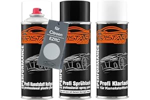TRISTARcolor Peinture Voiture Kit bombes de peinture pour pare-chocs en plastique pour Citroen EZRC Gris Aluminium Metallic primaire d'adhérence peinture de base vernis clair avec plastifiant