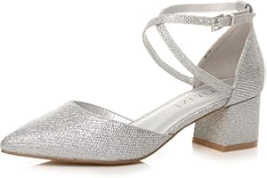 AJVANI Damen Mittlerer Blockabsatz Gekreuzte Riemen Zweiteilig Mary-Jane-Schuhe Pumps Sandalen Größe