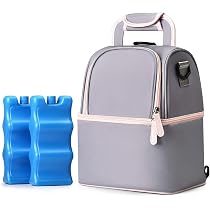 Sac Isotherme Lait Maternel - 4 Blocs Glace Inclus - Capacité 8-10 Sachets - Noir - Pour Mamans Allaitantes