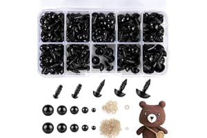 ZSTNPP 100 PCS Plastic Safety Eyes with Washer Safety Eyes for Crochet Toys, Crochet Safety Eyes Safety Eyes for Toys, Eyes for Crochet Animals for Soft Toy Making,DIY Craft Dolls(6-12 Mm)