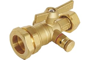 SOMATHERM FOR YOU, Robinet d'arrêt à purge en laiton pour compteur, entrée tube PE Ø25mm, sortie écrou tournant 3/4", manette papillon, double joint torique, norme ACS