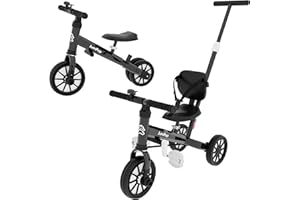 JumPop® Triciclo Evolutivo 5 en 1 + Timbre con Pegatinas y Vídeo Montaje QR incluído | Bicicleta Bebe 1 Año a 5 Años con Complementos Divertidos