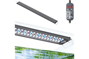 Pawfly - Luz LED para acuario 24/7 extensible con luz de tanque de peces de espectro completo, luces blancas, azules, rojas y verdes, modo D/N, efectos de color único, temporizador y brillo ajustable