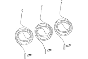 HARIENDNY 3 Pack Ceiling Fan Pull Chain Pull Chain String Extension Stainless Steel Switch Chain Extender Beaded Ball Light Pulls Extension Chains with Connector(1 Meter Length)