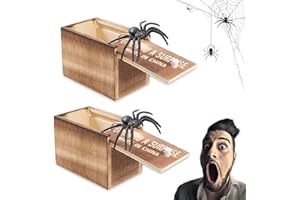 YISKY Araña Broma Caja, 2pcs Caja De Araña De Madera, Broma Araña Asustar Caja, Caja De Bromas De Araña De Halloween, Divertida Juguete De Broma Práctico para Niños Adultos Halloween Fiesta Regalos