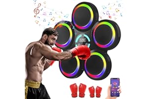 OAMGER Music Boxing Machine, Elektronische Boxmaschine mit Musik, LED Licht Bluetooth Musikboxing Maschine mit Boxhandschuhen, 9 Geschwindigkeitsmodi und Zählmodus für Erwachsene und Kinder