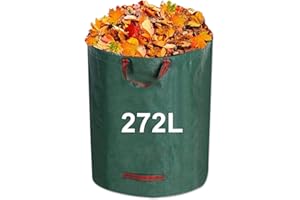 GDPLAN 272 Litre Heavy Duty Bags with Handle - Ideal for Collecting Grass, Leaves & Plant Waste - Reusable Garden Sacks for Christmas Day Waste Collection - One Pack