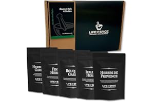 Life of Spice Gourmet Herb Collection | Classic Herb Blends | 94g | 5 Unique Herb Blends with Recipe Cards | Brilliant for Classics like Ratatouille, Boeuf Bourguignon and Italian dishes | Great Gift