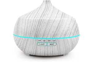 H1A Airymium Diffusore di Oli Essenziali Ultrasuoni: 400ml Diffusore di Aromi Umidificatore Diffusore Ambiente Elettrico Vaporizzatore per aromaterapia con 7 Colori LED & 4 Timer per Ufficio Casa - Bianco