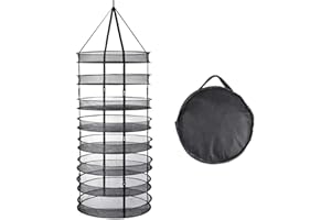 Arlopu Red de Secado Plegable de 8 Capas, Malla de Secado para Plantas, 60 CM de Diámetro para Hierbas, Plantas, Verduras, Brotes