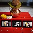 CHITRASHILA Chaitrangan Rangoli on Acrylic with Lakshmi Charan Paduka Set 4x3 inches, Printed Footprints of Maha Lakshmi for Diwali Festival Decoration, Pooja Mandir & Door Entrance| Low Maintenance