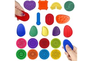 MOXIEWELL 20 Pièces Fidget Toys Pierre Sensorielle, Fidget Toys Sensory Stone en Silicone, Jouets Apaisants pour Pierres préoccupation Colorées et Texturées pour Enfants Adultes, Jouets Anti-Stress (20A)