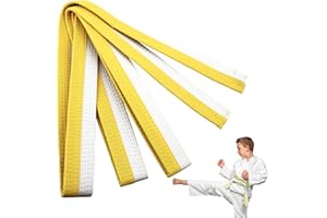 Rbleote Judogürtel Weiß Gelb Judo Gürtel Karate Gürtel Judogürtel Professioneller Judogürtel Weiß Gelb Kampfsportgürtel 180 cm, Geeignet für Kinder Erwachsene Männer und Frauen Kampfsportgürtel
