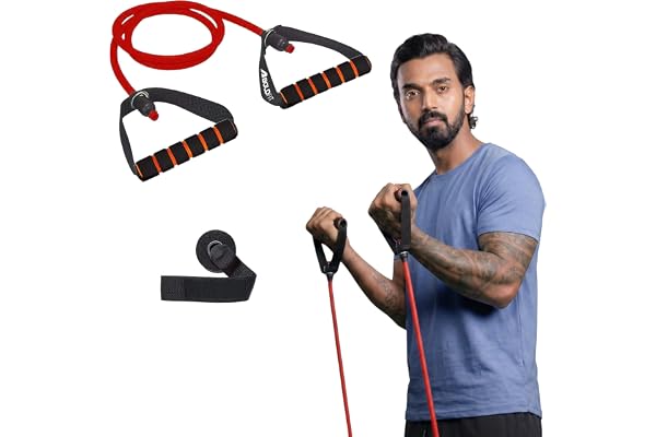 Boldfit Resistance Tube with Foam Handles, Door Anchor for Exercise & Stretching, Suitable in Home & Gym Workout for Men & Wo