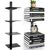 YYTECH Onzichtbare boekenkast, 4 verdiepingen, verticale boekentoren