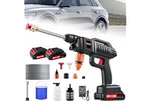 LEADGOODS Cordless Pressure Washer, 21V 1500W Portable Power Washer, Rechargeable Battery Pressure Washer with 5M Hose, 2 Nozzles, 60Bar/870PSI High Pressure Washers for Car Floor Patio Garden Cleaning Watering