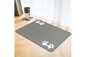SOLIC Tappetini di Alimentazione per Animali Domestici,Tappetino per Cibo per Gatti Cani,Asciugatura Rapida Antiscivolo Tappetino Sotto Ciotola Cani Assorbente (Grigio, 30x50cm)