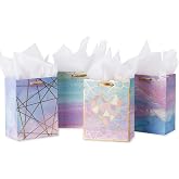 Loveinside Medium Size Gift Bags-Coloful Marble Pattern Gift Bag With Tissue Paper For ShoppingPartiesWedding Baby Shower Craf-4 Pack-18 X 23 X10CM