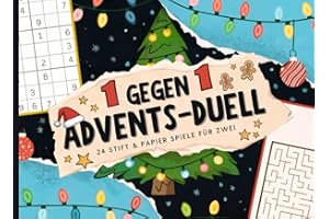 1 gegen 1 Advents-Duell: 24 Stift & Papier Spiele für Zwei | Mitmach Adventskalender mit 24 lustigen Minispielen für 2 Personen, Perfekt zum Verschenken für Geschwister, Paare oder Eltern