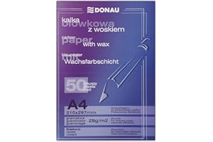 Kalka Ołówkowa DONAU z Woskiem A4 50szt Fioletowa/Papier i Etykiety/Typ-Ołówkowa/Materiał-Papier/Kolor-Fioletowy/Gramatura (g/m2)-18-19/10 / Wymiary (mm)-210x297 / Format-A4