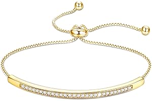 JeweBella Bracelet Femme avec Zircone Cubique Réglable en Argent Or Or Rose - Bracelets Amitié Cadeau pour l'Anniversaire de Noël Saint Valentin - pour Filles