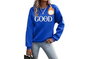 Godoboo Pullover Damen Sweatshirt Fleecepullover Sport Baumwolle Sweatpullover Buchstaben Print Herbst Pulli Basic Thermo Casual Ohne Kapuze