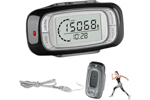 DITTYBUY Podomètre 3D pour la Marche, Podometre Numérique avec Clip Amovible et lanière, Suivez Les Pas, Les Miles/km, Les Calories et Le Temps d'activit, Compteur de Pas à Clipser avec écran