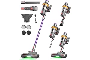 MAUOKE Aspiradora sin Cable, 550W/45KPa/70Mins Aspirador Escoba sin Cable Potente de 1.6L, con Pantalla Táctil LED y Cepillo Antienredos, 6 en 1 Aspirador Inalámbrico para Suelos/Alfombras/Pelo de Animales