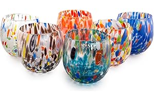 MurArt Bicchieri di Murano Set da 6 bicchieri da 350ml Collezione Marea in vetro soffiato a mano in lavorazione artigianale Made in Italy (Misto, Bicchiere 6pz)