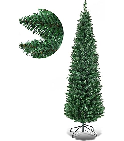 Künstlicher Bleistift-Weihnachtsbaum – Weiß, 436 Zweige, Klappbarer Ständer, Für Innen & Außen
