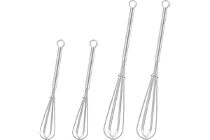 YUZHOU 4PCS Stainless Steel Kitchen Whisk, Kitchen Whisks Mini Wire Egg Beater Manual Non-Stick Manual Egg Whisk Bulk Wire Hand Whisk Small Mini Whisks (5 & 7 inch