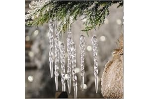 JONAMI Carámbanos Colgantes Árbol de Navidad Decoraciones Árbol de Navidad Adorno de Cristal Acrílico Decorativo para Colgar - 25 Piezas