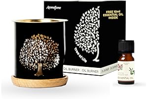 Aromafume Tree of Life Essential Oil Burner | Oil Diffuser with candle | Brass | Use for Essential Oil, Aroma Oil, Diffuser Oil, Yoga, Meditation, Home Fragrance | with Surprise 10ml Essential Oil