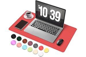 BLESWIN Tapis de Bureau en Suède et Cuir, Tapis de Bureau D'ordinateur Antidérapant, Tapis de Souris et de Clavier Etanche, Sous Main Bureau pour le Bureau et la Décoration Intérieure (Rouge, 60x34cm)