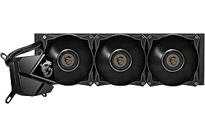 MSI MAG CORELIQUID P360 AIO CPU Liquid Cooler - Discreet Piano Black, Integrated Radiator Pump, Split-Flow Water Cooling, Evaporation-Proof Tubing, Easy to Install - AMD & Intel Compatible