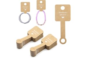 MultiValue Auto-Adhésives Cartes de Présentation de Bijoux, 100 Pièces Cartes d'Affichage de Collier avec Trous Cartes de Présentation Autocollantes pour Collier Bandeau de Cheveux Porte-clés (marron)