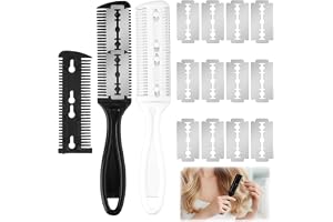 2 hårklippningskam med 10 reservblad, hög precision effileringsknivar, dubbelsidig delad kant hårtrimmer för frisörsalonger p