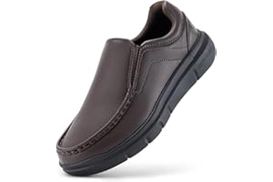 FitVille Schuhe Herren Weit Slip on Sneakers Bequeme Mokassins Herren Leder Slipper Breit Turnschuhe Schwarz Gr.42-49