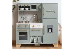 ROBUD Drewniana kuchnia dla lalek z lodówką – zabawka dla chłopców i dziewczynek od 3 lat