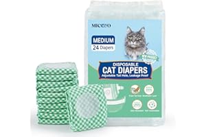 MICOOYO Lot de 24 Couches pour Chiens Femelles, Couches pour Chats Super Absorbantes avec Trous en Mousse Réglables, Pantalons de Couches Jetables pour Chiens Femelles en Chaleur (M,Vert)