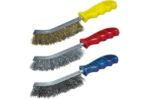 wolfcraft Set di spazzole metalliche manuali in 3 pezzi I 2138000 I Set pratico per togliere la ruggine e pulire