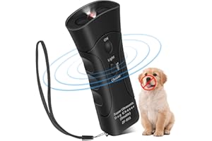 KUCKEE Handheld Anti Dog Barking Device, 3-in-1 Ultrasonic 33FT Long Control Range Dog Barking Deterrent Trainer with LED Flashlight, Dog Repellent Trainer Stop Barking, Pet Training Tool/Bark Control Device