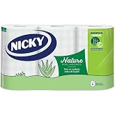 Nicky Nature Toilet Paper &ndash; Pack of 6 Rolls, 170 Sheets of 3 Layers, Enriched with Aloe Vera Lotion, Comfortable and Gentle o