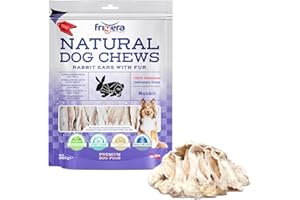 Frigera Orejas De Conejo con Pelo 250g - Snacks Naturales para Perros, Ricos En Proteínas, Barf, Sin Gluten Y Sin Cereales, Bajo Olor