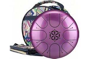 ILWHE Outdoor Rain Drum, Steel Tongue Drum with Carry Case, 5" Handpan Tank Drum Set, C Major Tongue Drum Instrument (Purple)