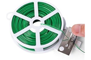 KINGLAKE 50m Fil de Fer Jardin Vert- Attache Plante Grimpante avec Cutter, Fil Plastifié Soft, Fil Torsadé pour Plantes, Vignes, Arbustes et Fleurs
