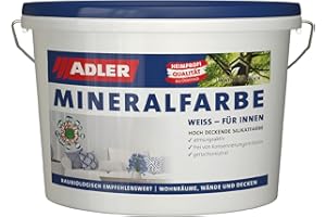 ADLER Farba mineralna - biała, bezzapachowa farba silikatowa do wnętrz – 4 kg – bez rozpuszczalników, plastyfikatorów i środków konserwujących