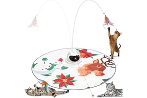 Spessn Jouet interactif pour chat - 3 en 1 - Avec plumes - Rechargeable - Point rouge - Jouet électrique pour chats de tous âges