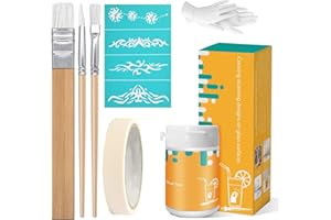 X-TXXLPLUS Etching Cream for Glass, Glass Etching Cream, Create Stunning Designs on Glass Surfaces, DIY Art Craft Bundle with 3 Application Brushes, 1 Paper Tape, 1 Nitrile Gloves, 1 Screen Print Label